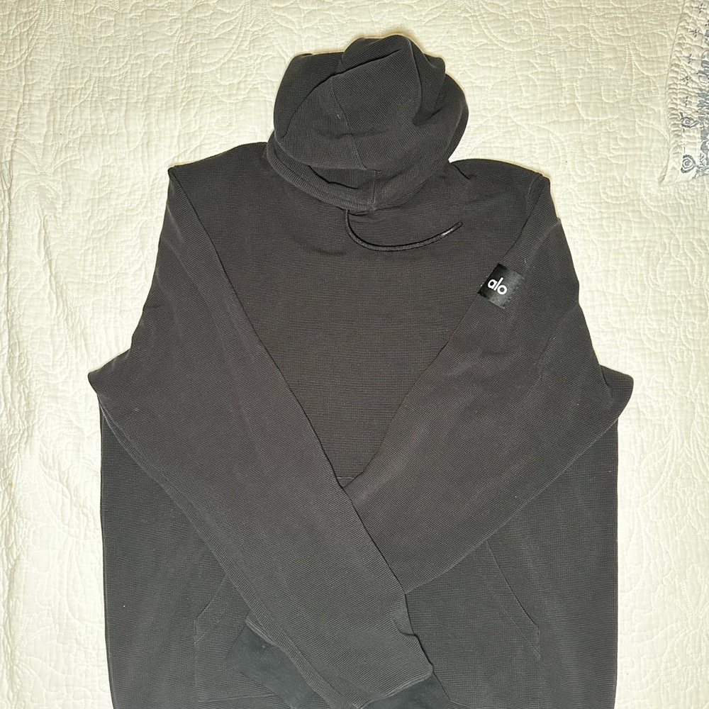 Alo Yoga Micro Waffle Fast Break Black Hoodie